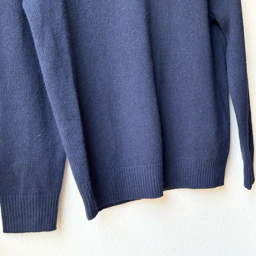 NWT J.Crew $278 Relaxed midweight cashmere V-neck sweater Navy Abyss Blue Sz S